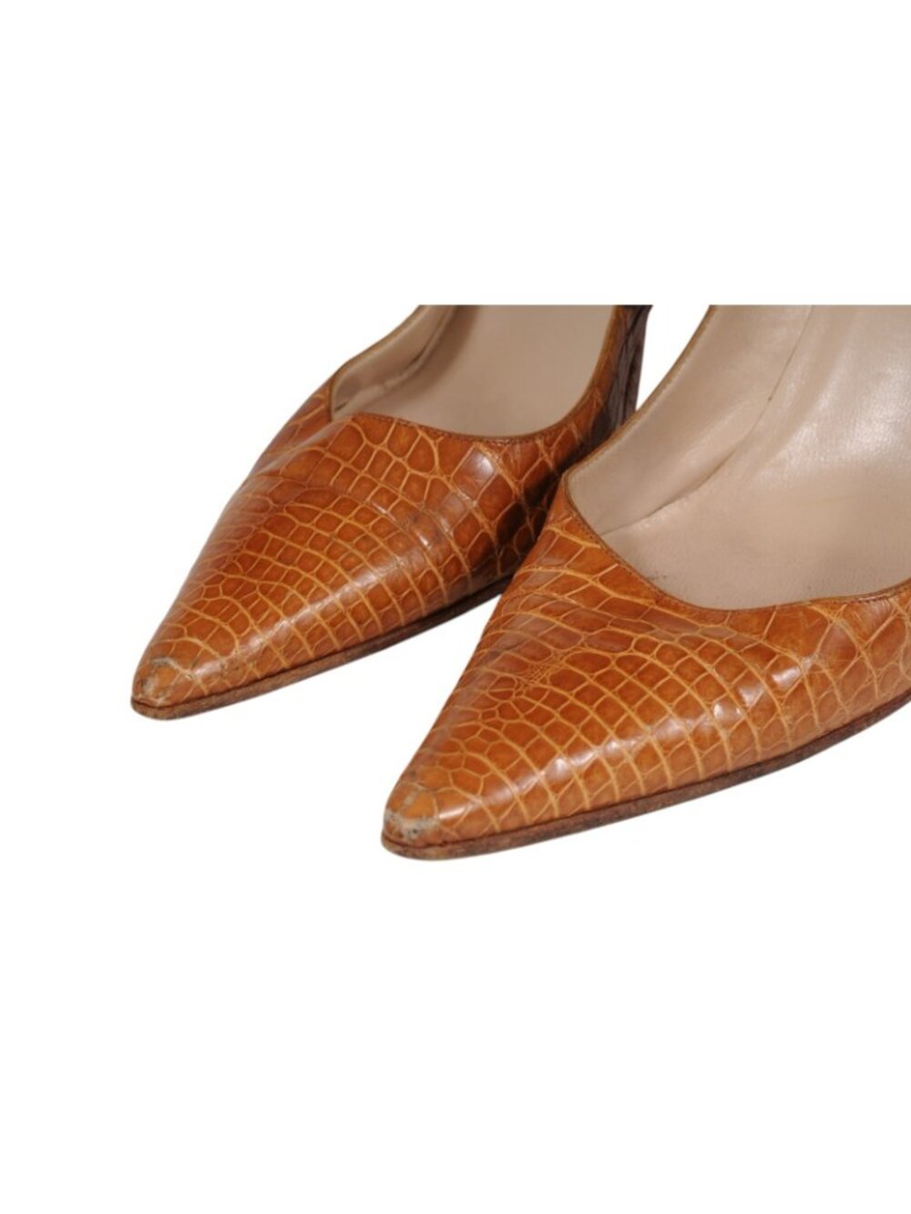 Christian Louboutin Kate Pumps US 8 IT 38 Tan Gold Crocodile 100MM Heels - Picture 8 of 16